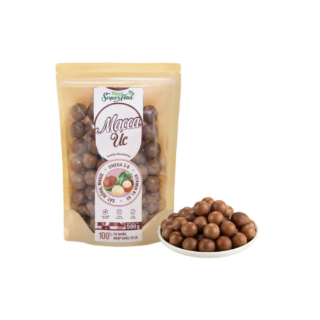 Hạt Macca Nứt Vỏ Úc Túi 500g