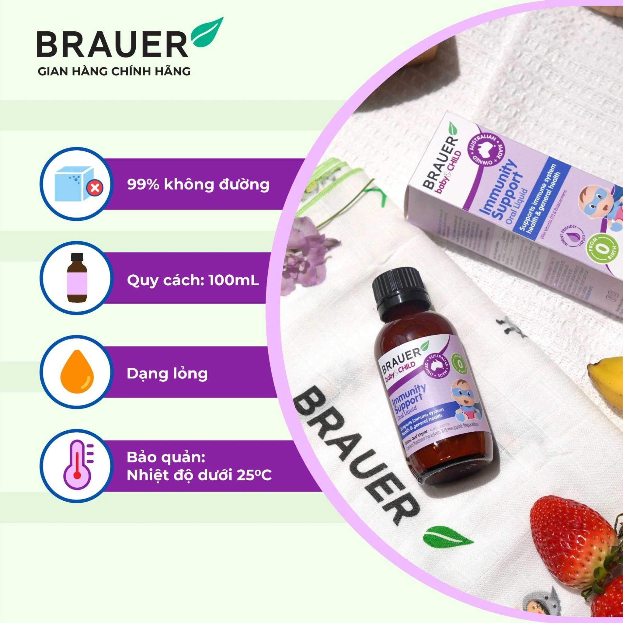 Thực phẩm bảo vệ sức khỏe BRAUER BABY & CHILD IMMUNITY SUPPORT 100ML