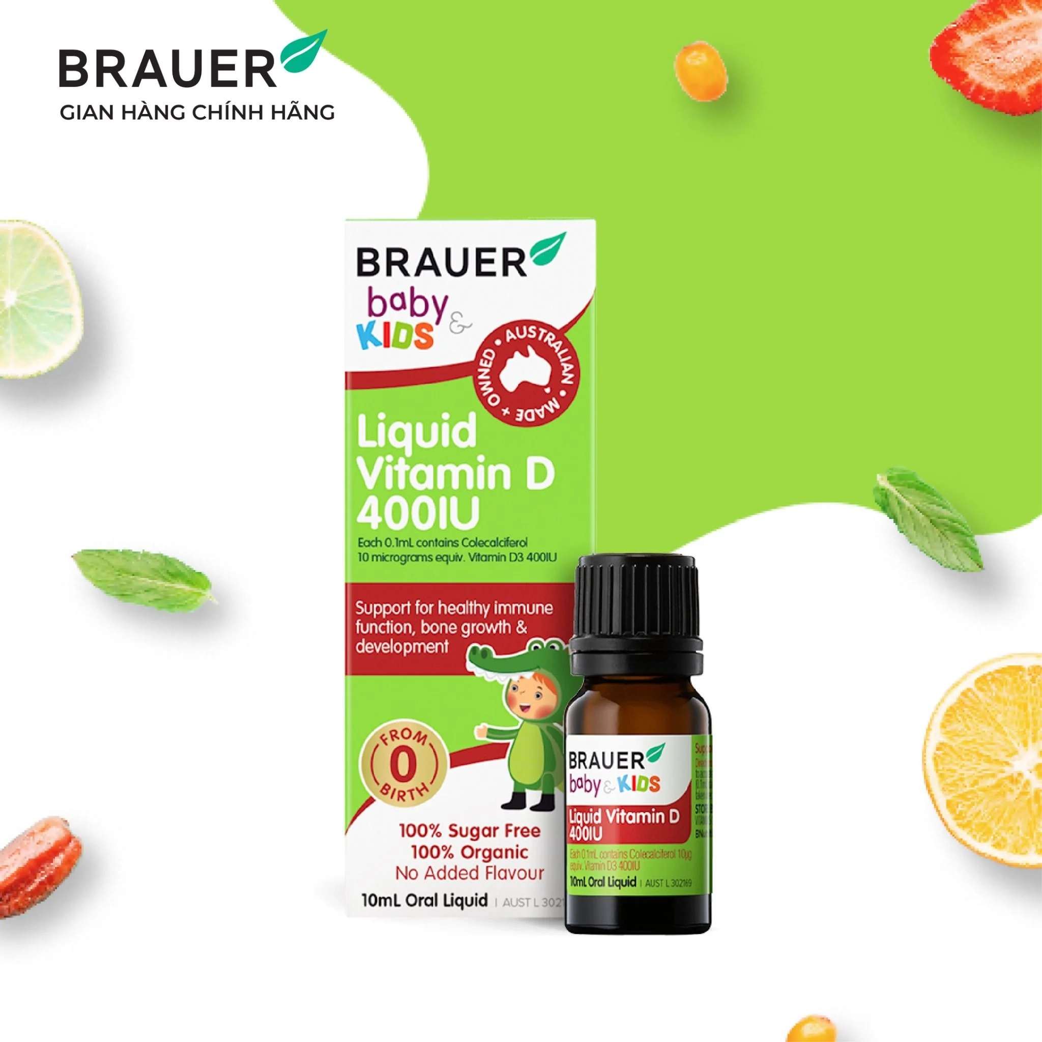 Thực phẩm bảo vệ sức khỏe: Brauer Baby & Kids Liquid Vitamin D 400 IU