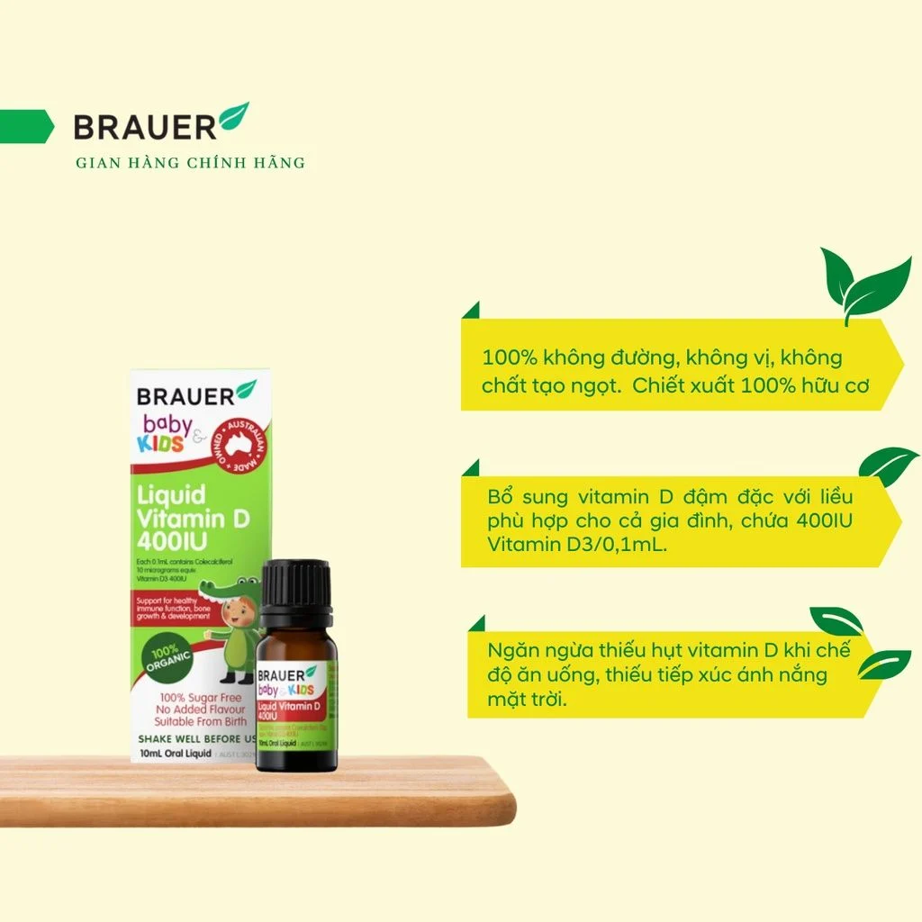 Thực phẩm bảo vệ sức khỏe: Brauer Baby & Kids Liquid Vitamin D 400 IU
