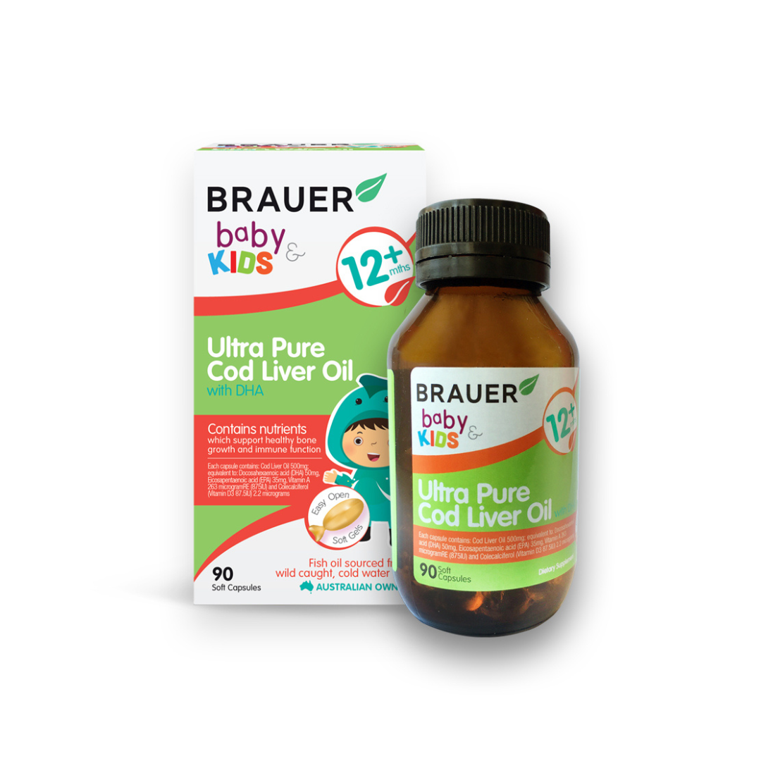 Thực phẩm bảo vệ sức khỏe BRAUER BABY & KIDS ULTRA PURE COD LIVER OIL WITH DHA