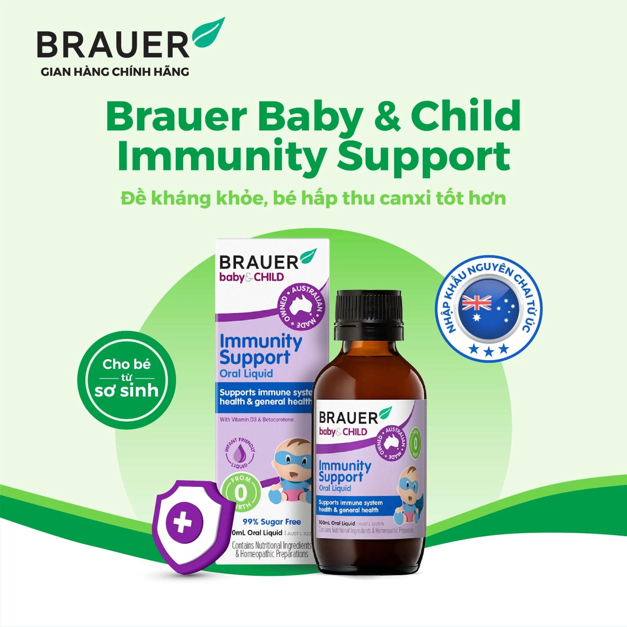 TPBVSK Cho Bé tăng sức đề kháng và hấp thu Canxi Brauer 100ml