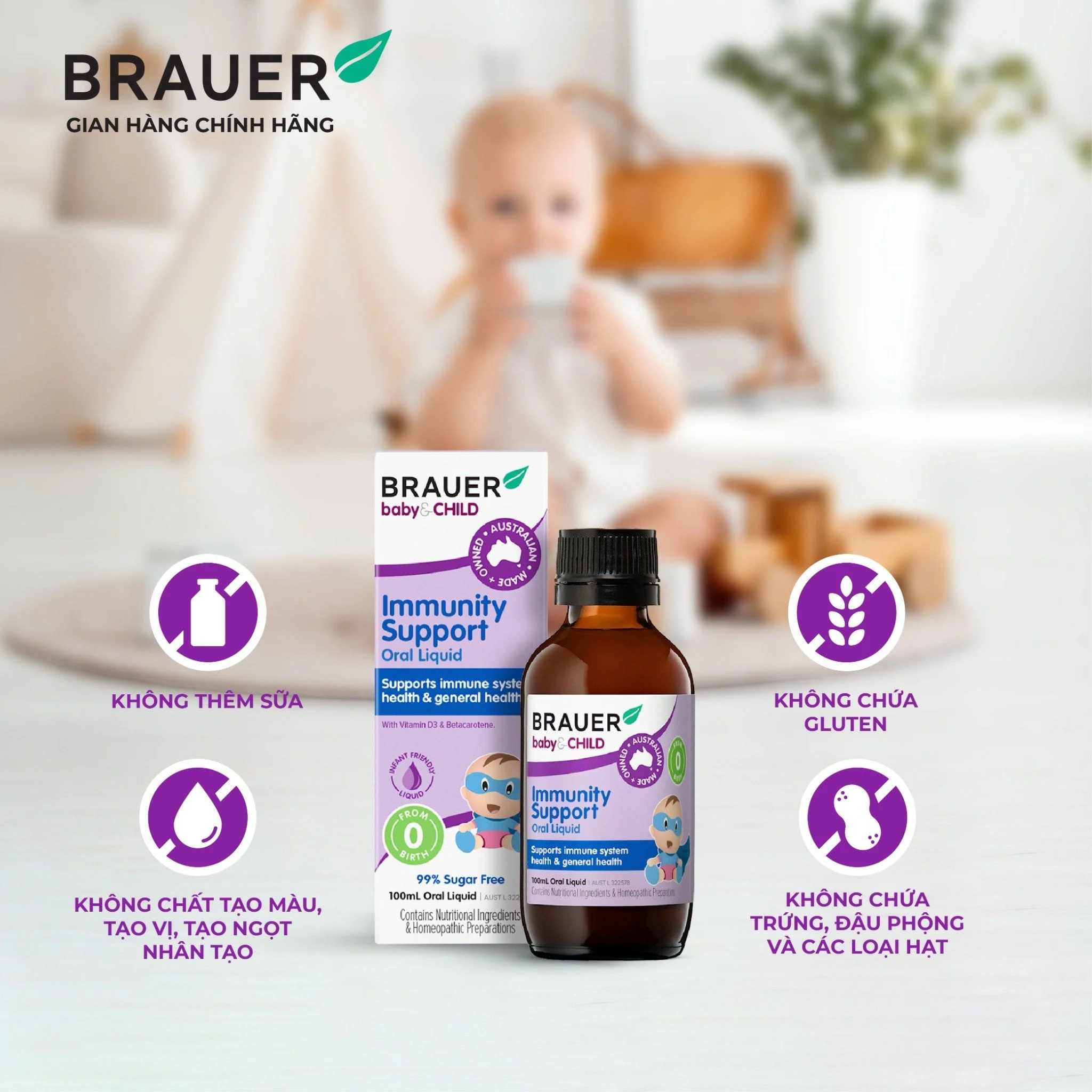 Thực phẩm bảo vệ sức khỏe BRAUER BABY & CHILD IMMUNITY SUPPORT 100ML